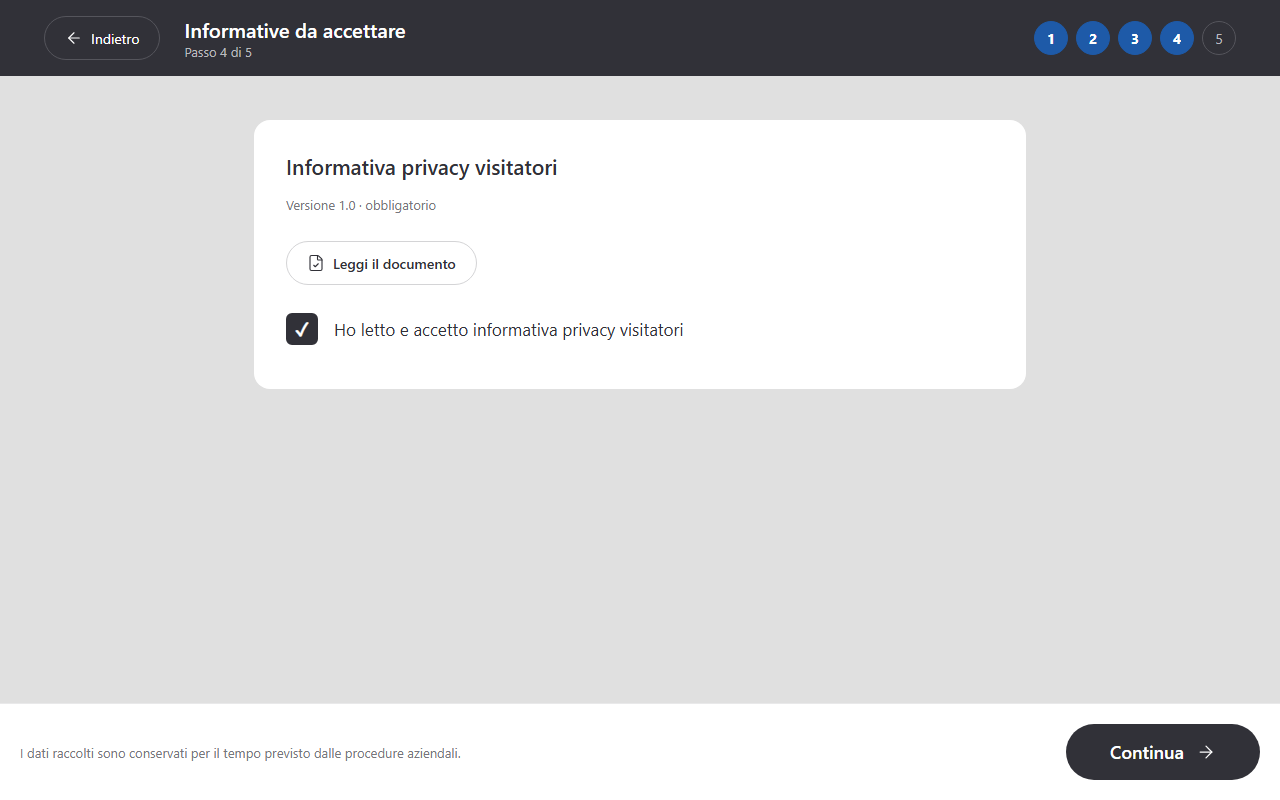 Registrazione: informative