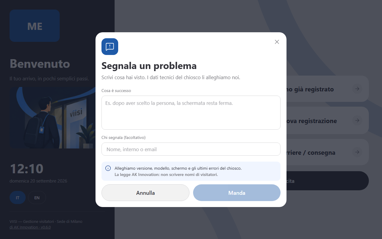 Segnalare un problema dal chiosco